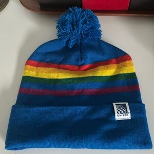 United Airlines LGBTQ+ Pride Beanie One Size Blue Rainbow
